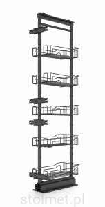 Kosz Cargo Maxi, 400 mm, 5 półek, pełny wysuw, cichy domyk, antracyt - WYPRZEDAŻ