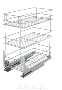 Kosz Cargo mini, regulacja 3D, 200 mm, 3 półki, Cichy domyk, Chrom