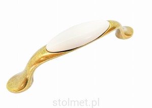Uchwyt meblowy porcelanowy UP-19, stare złoto, porcelana bez wzoru, 96mm