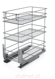 Kosz Cargo mini, regulacja 3D, 600 mm, 3 półki, Cichy domyk, Srebrny