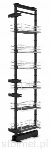 Kosz Cargo Maxi, 300 mm, 6 półek, pełne dno, pełny wysuw, cichy domyk, antracyt + chrom