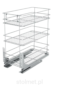 Kosz Cargo mini, regulacja 3D, 600 mm, 3 półki, Cichy domyk, Chrom