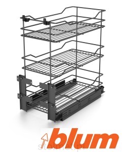 Kosz Cargo mini, 300 mm, 3 półki, Cichy domyk, Pełny wysuw, Antracyt