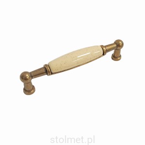 Uchwyt meblowy porcelanowy, stare złoto, porcelana, 96mm - WYPRZEDAŻ
