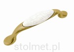 Uchwyt meblowy porcelanowy UP-19, stare złoto, porcelana popękana, 96mm