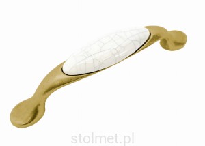 Uchwyt meblowy porcelanowy UP-19, stare złoto, porcelana popękana, 96mm