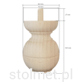 Noga meblowa drewniana toczona surowa TOE-17 Stolmet Akcesoria Meblowe wymiary techniczne-min.png