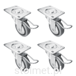 Zestaw jezdny, Kółko gumowane fi 60, łożysko kulkowe z hamulcem, 4 sztuki