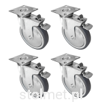 Zestaw jezdny, Kółko meblowe Fi 125, Gumowane, łożysko kulkowe, z hamulcem, 4 sztuki