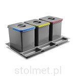 Kosz na śmieci, do szafki 800mm, 3 x 15l + 3 x brytfanka 