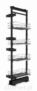 Kosz Cargo Maxi, 400 mm, 4 półki, pełne dno, pełny wysuw, cichy domyk, antracyt + chrom