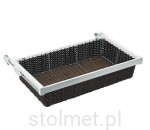 Szuflada wysuwna 800mm do bielizny z koszem rattanowym, cichy domyk, pełny wysuw, biała - WYPRZEDAŻ