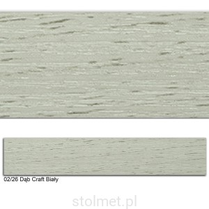 Obrzeże PVC, 02/26 DĄB CRAFT BIAŁY, 22x2.0, 100 mb