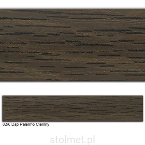 Obrzeże PVC, 02/6 DĄB PALERMO CIEMNY, 22x2.0, 100 mb