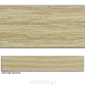 Obrzeże PVC, 02/9 Dąb Sonoma, 42x2, 50 mb