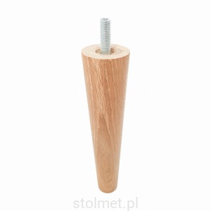 Noga nóżka drewniana dąb toczona, woskowana 18 cm, gwint M8