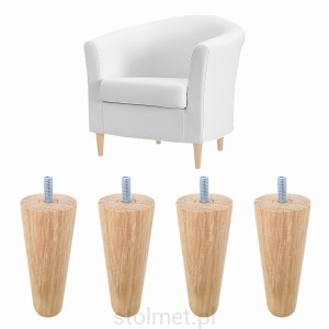 Noga nóżka drewniana dąb toczona, woskowana 15 cm, gwint M8, Zestaw 4 szt.