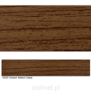 Obrzeże PVC, K020 Orzech Select Ciepły, 22x0.6, 200 mb