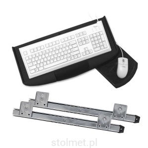 Półka pod klawiaturę z podkładką na myszkę, czarna, 230mm