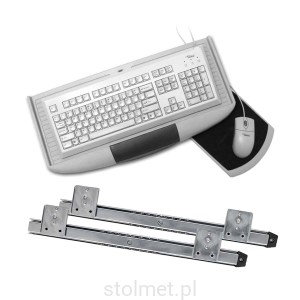 Półka pod klawiaturę z podkładką na myszkę, szara, 230mm 