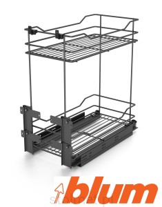 Kosz Cargo mini, 600 mm, 2 półki, Cichy domyk, Pełny wysuw, Antracyt