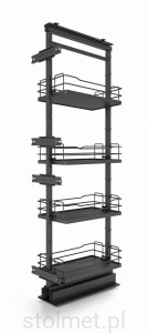 Kosz Cargo Maxi, 400 mm, 4 półki, pełne dno, pełny wysuw, cichy domyk, antracyt