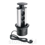 Gniazdo Przedłużacz biurkowy wpuszczany okrągły ELITE fi 100mm 3 gniazda