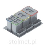 Kosz na śmieci PRAKTIKO, do szafki 800mm, 2 x 15l + 2 x 7l + 3 x brytfanka