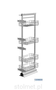 Kosz Cargo MAXI, 500mm, 4 półki, G2 chrom, H1410mm-1710mm miękki domyk