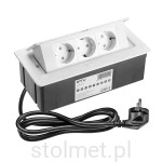 Gniazdo Przedłużacz SOFT biurkowy wpuszczany prostokątny 3 schucko, biały