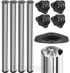 Nogi meblowe do biurka stołu gamingowego, chrom połysk, 1100 mm, 4 sztuki