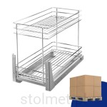 PALETA Kosz Cargo, 2 półki, W-40cm, Pełny wysuw, Samodociąg, P22 Srebrny- 15 SZTUK