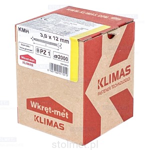 Wkręty hartowane konfirmaty do drewna, fi 3x12 mm, 2000 szt. WKRĘT-MET