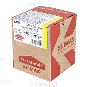 Wkręty hartowane konfirmaty do drewna, fi 3x25 mm, 1500 szt. WKRĘT-MET