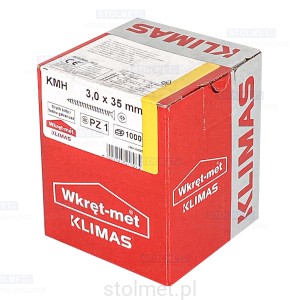 Wkręty hartowane konfirmaty do drewna, fi 3x35 mm, 1000 szt. WKRĘT-MET