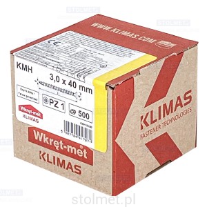Wkręty hartowane konfirmaty do drewna, fi 3x40 mm, 500 szt. WKRĘT-MET