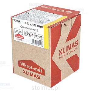 Wkręty hartowane konfirmaty do drewna, fi 3,5x50 mm, 400 szt. WKRĘT-MET