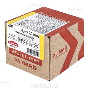Wkręty hartowane konfirmaty do drewna, fi 4x20 mm, 1000 szt. WKRĘT-MET