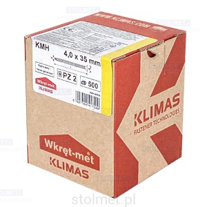 Wkręty hartowane konfirmaty do drewna, fi 4x35 mm, 500 szt. WKRĘT-MET