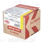 Wkręty hartowane konfirmaty do drewna, fi 4x60 mm, 250 szt. WKRĘT-MET