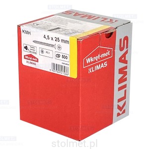 Wkręty hartowane konfirmaty do drewna, fi 4.5x25 mm, 500 szt. WKRĘT-MET