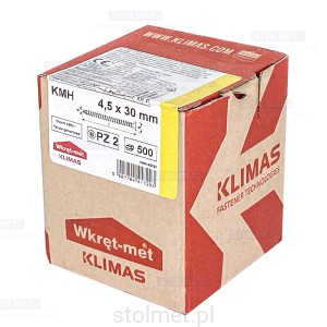 Wkręty hartowane konfirmaty do drewna, fi 4.5x30 mm, 500 szt. WKRĘT-MET