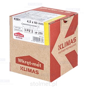 Wkręty hartowane konfirmaty do drewna, fi 4.5x60 mm, 250 szt. WKRĘT-MET