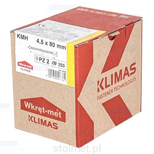 Wkręty hartowane konfirmaty do drewna, fi 4.5x80 mm, 250 szt. WKRĘT-MET