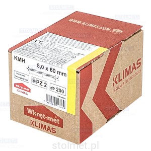 Wkręty hartowane konfirmaty do drewna, fi 5x60 mm, 200 szt. WKRĘT-MET