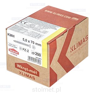 Wkręty hartowane konfirmaty do drewna, fi 5x70 mm, 200 szt. WKRĘT-MET