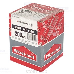 Wkręty hartowane konfirmaty do drewna, fi 6x40 mm, 200 szt. WKRĘT-MET