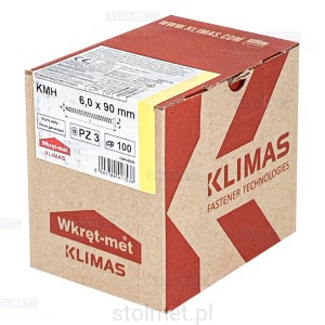 Wkręty hartowane konfirmaty do drewna, fi 6x90 mm, 100 szt. WKRĘT-MET