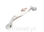 Uchwyt meblowy porcelanowy UP-19, stare srebro, porcelana brązowy kwiat, 96mm - WYPRZEDAŻ