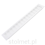 Kratka wentylacyjna duża, 80 x 480 mm, Biała, Prostokątne otwory